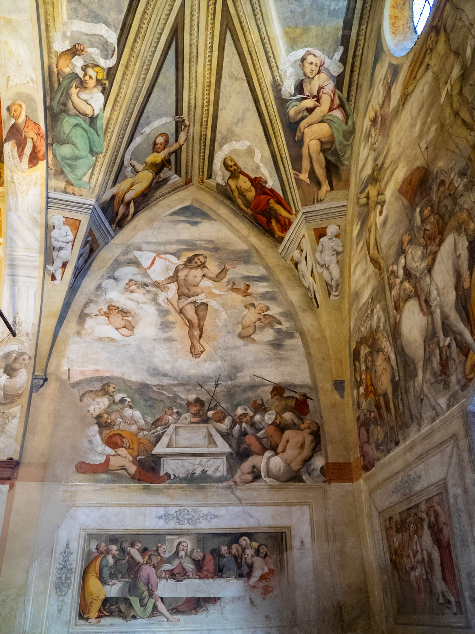 The Resurrection and The Last Supper frescos by Romanino at the Church Santa Maria della Neve, Pisogne