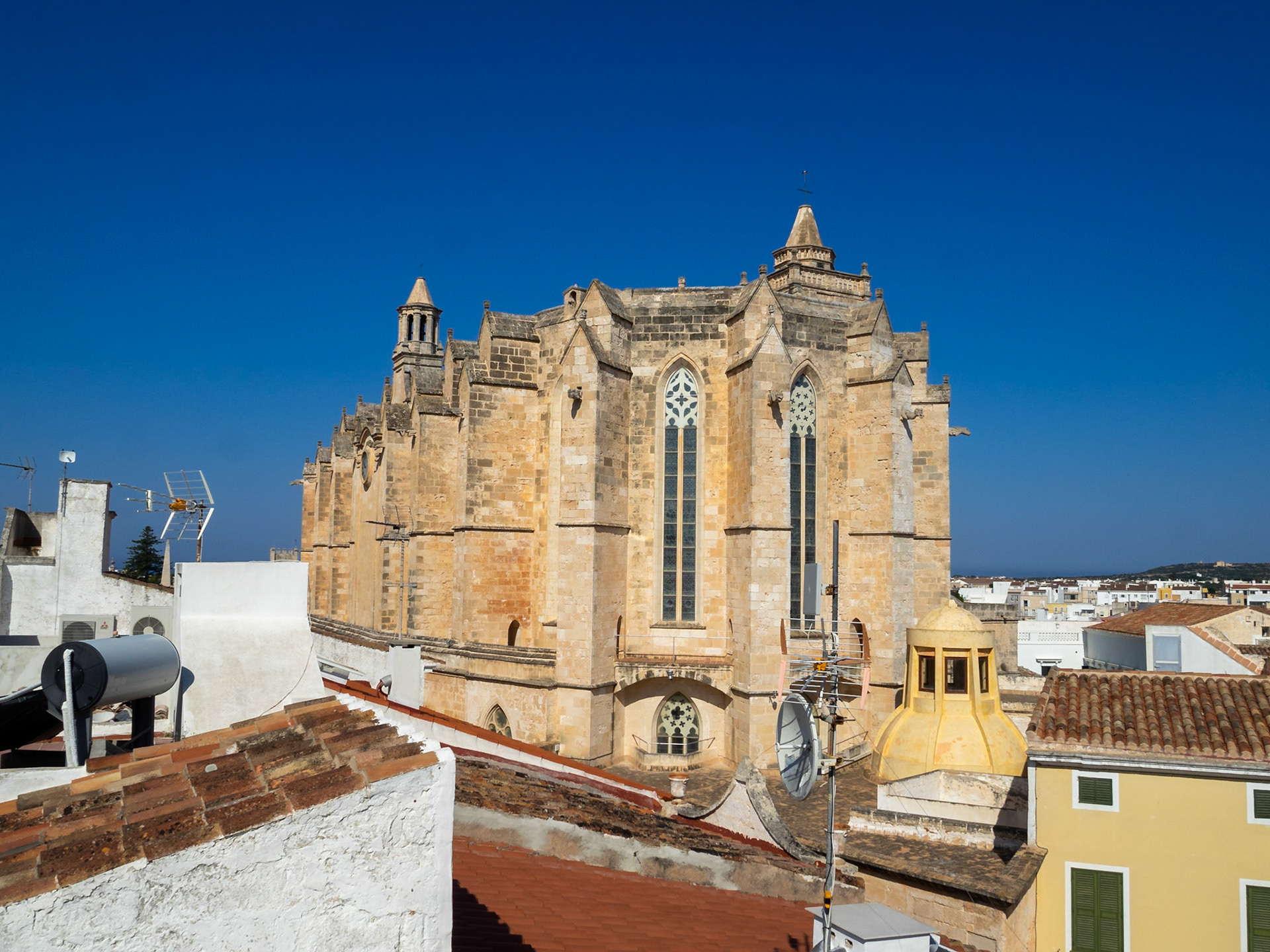Ciutadella de Menorca Cathedral over the city rooftops