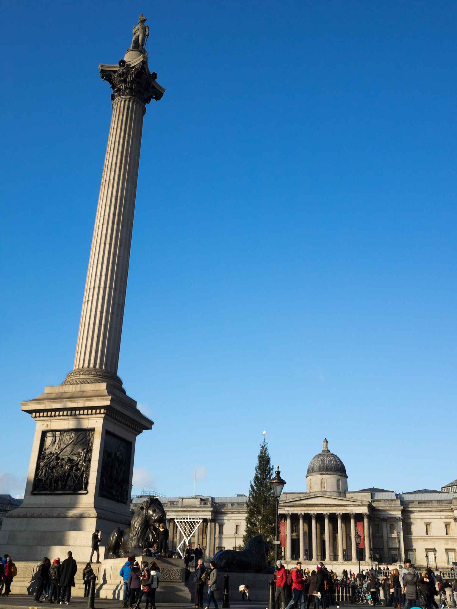 Nelson's column and the National Gallery in London's Trafalgar Square