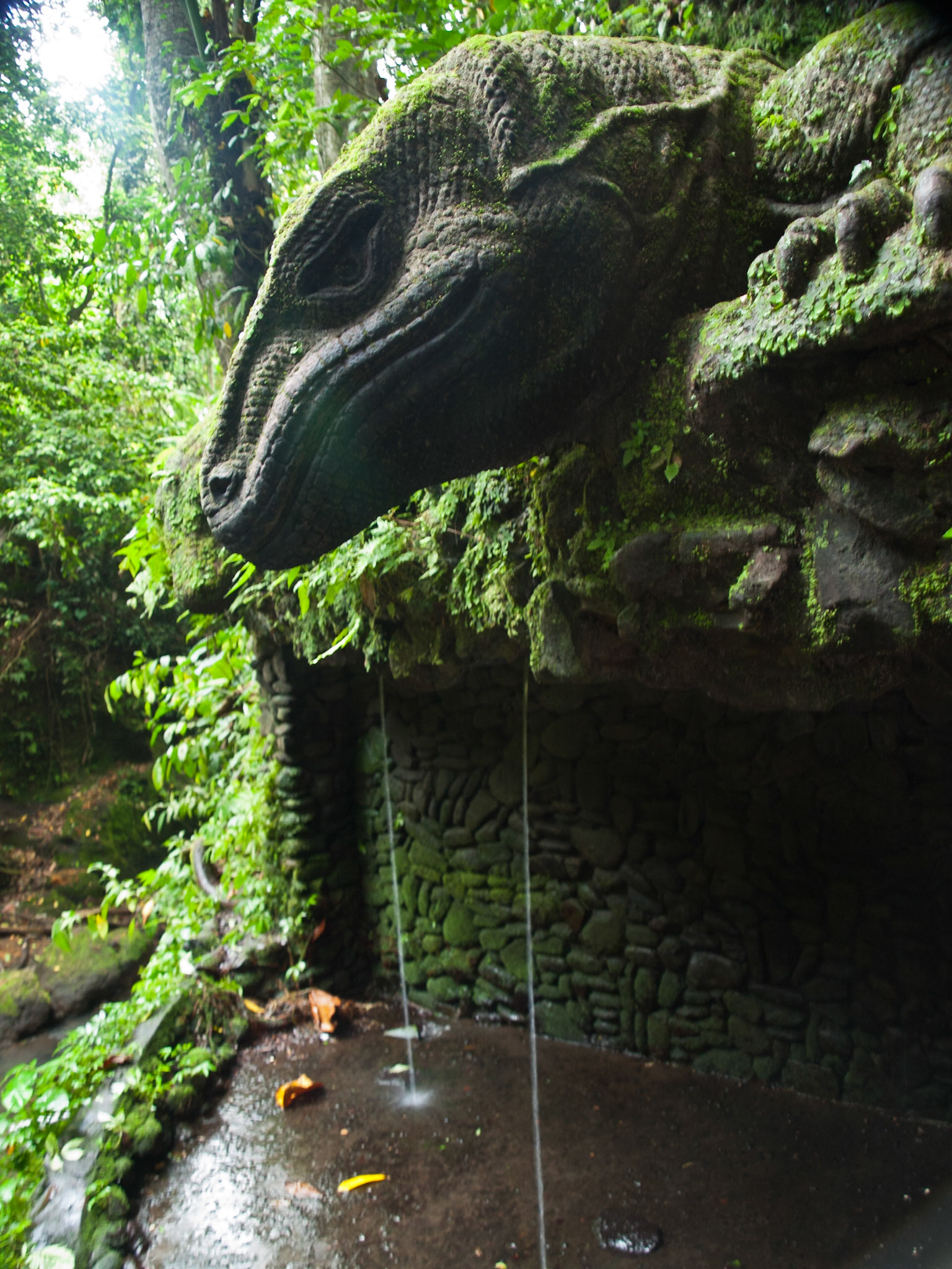 Monkey forest lizard head sculpture, Ubud