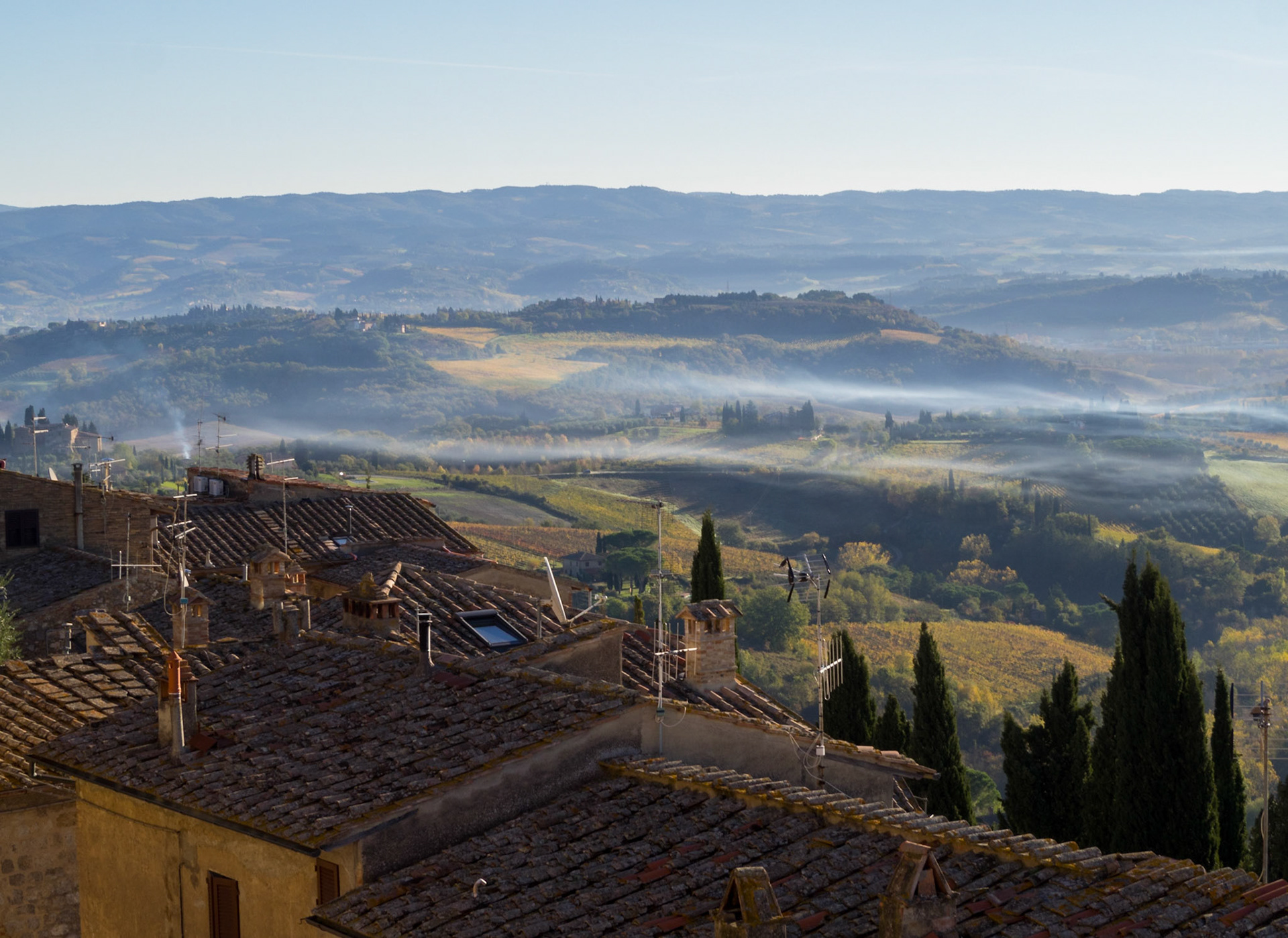 Tuscany landscape at dawn