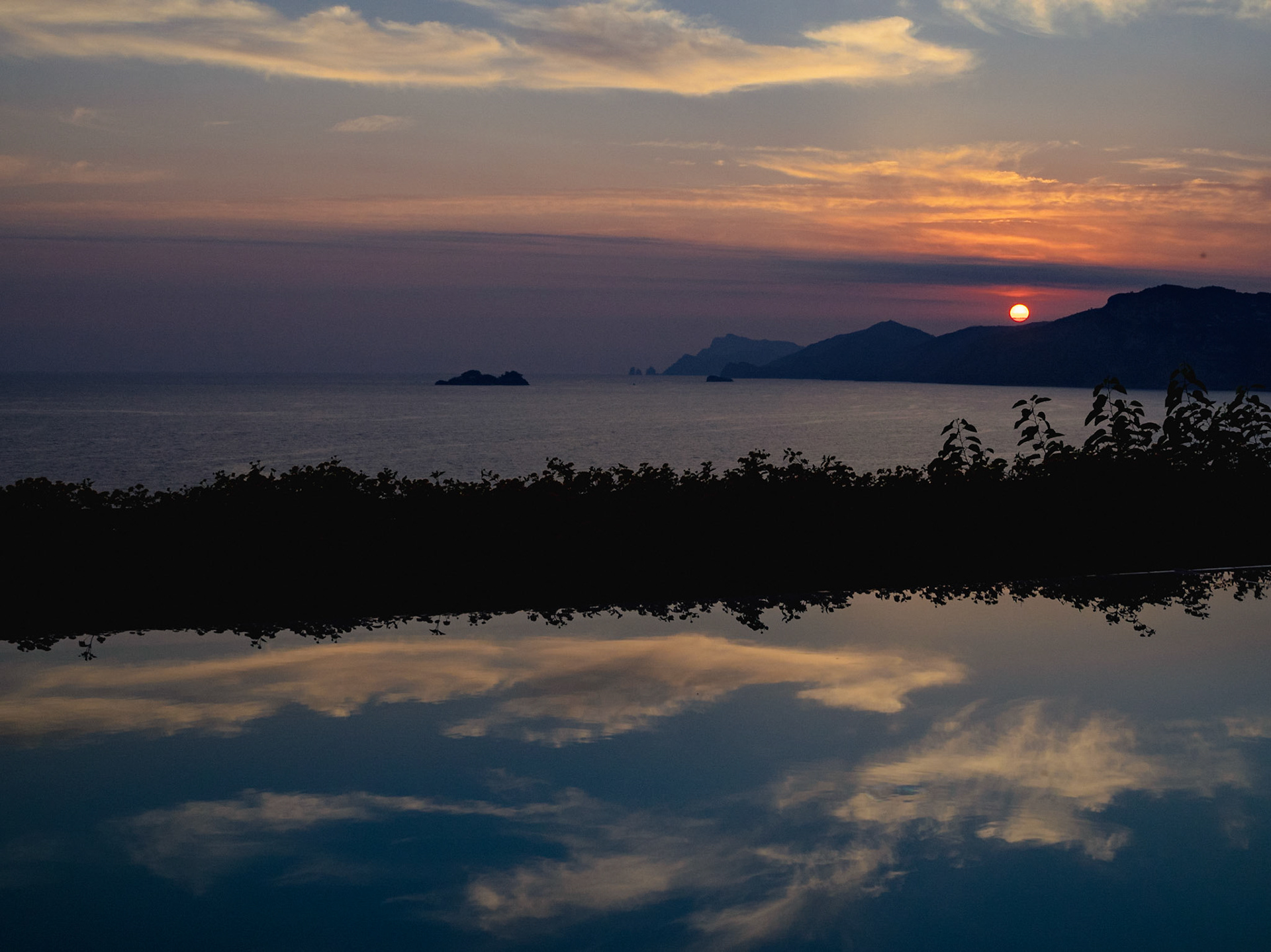 Sunset over the Amalfi peninsula