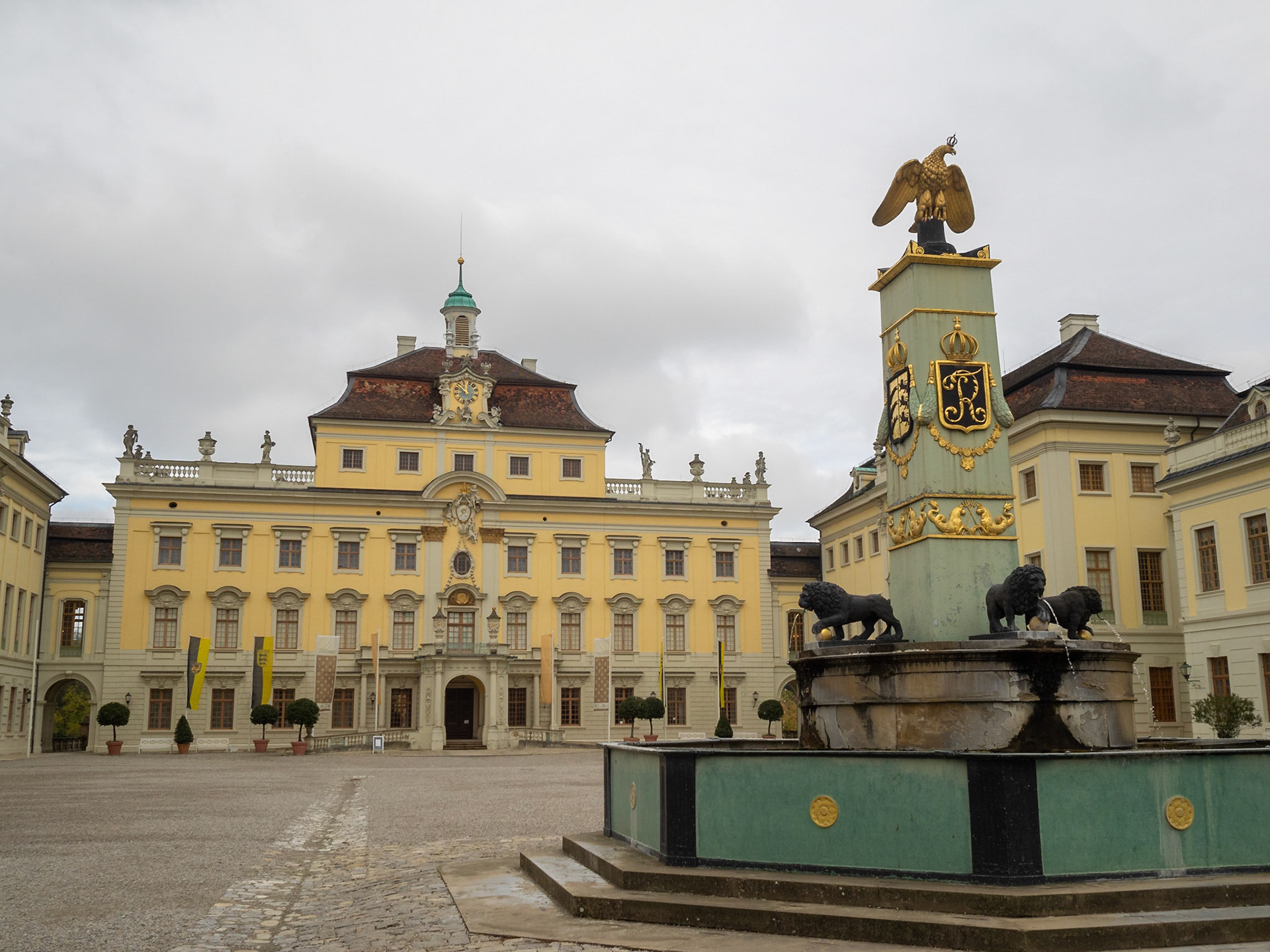 Ludwigsburg Schloss courtyard looking north at the Alter Hauptbau