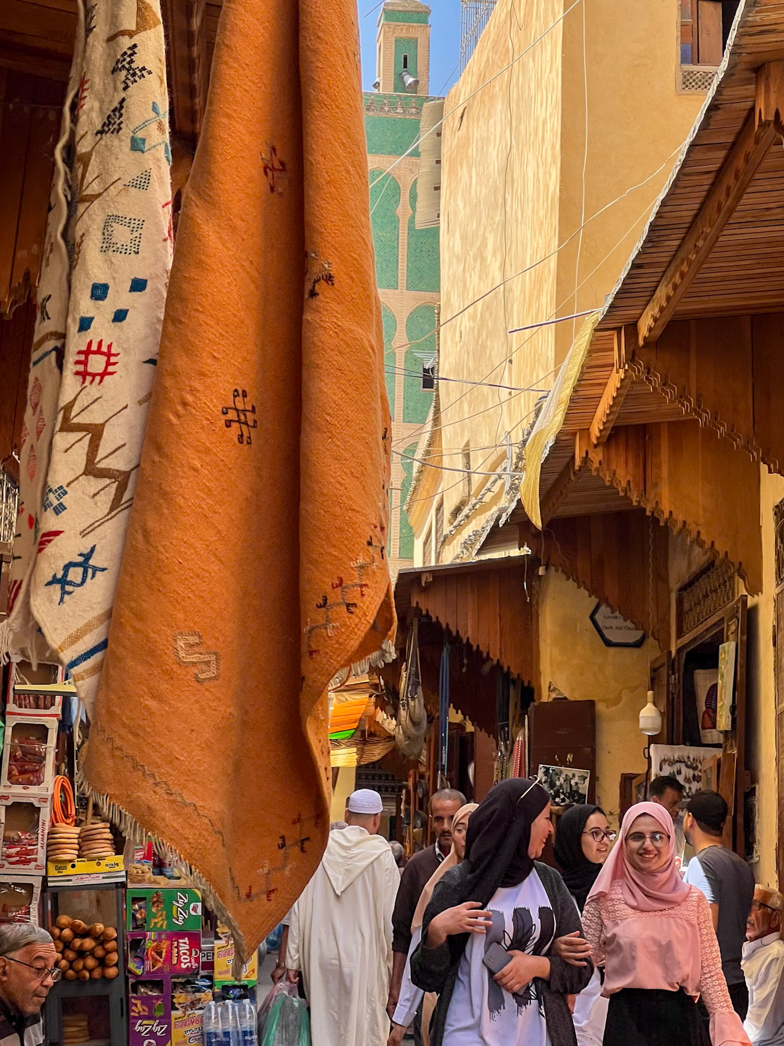 Pedestrians in Fez medina street, Morocco