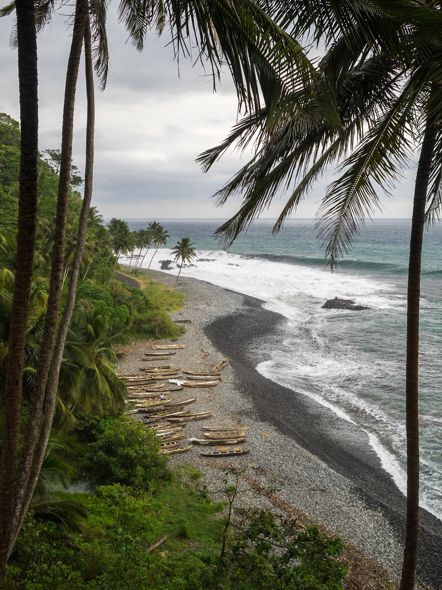 Canoes in Moça Beach, São Tomé