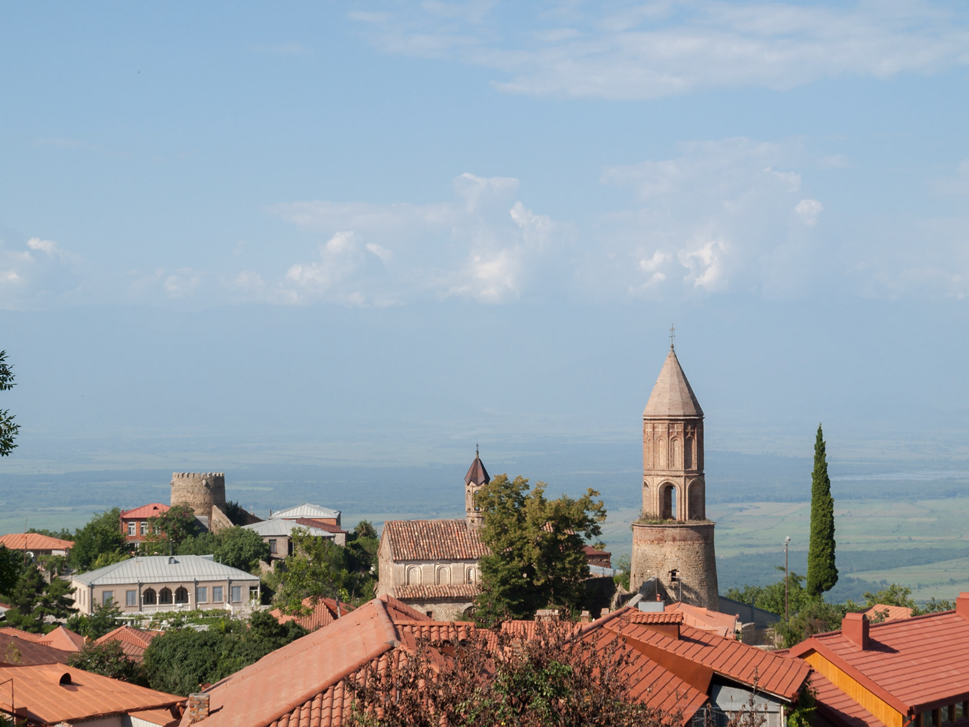 Sighnaghi city view over the roofs