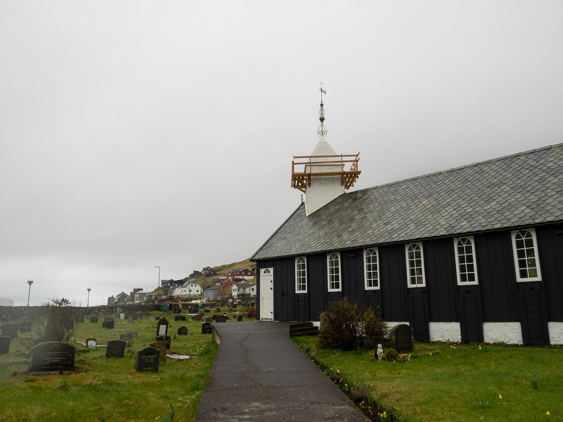Sørvágur black church with slate roof