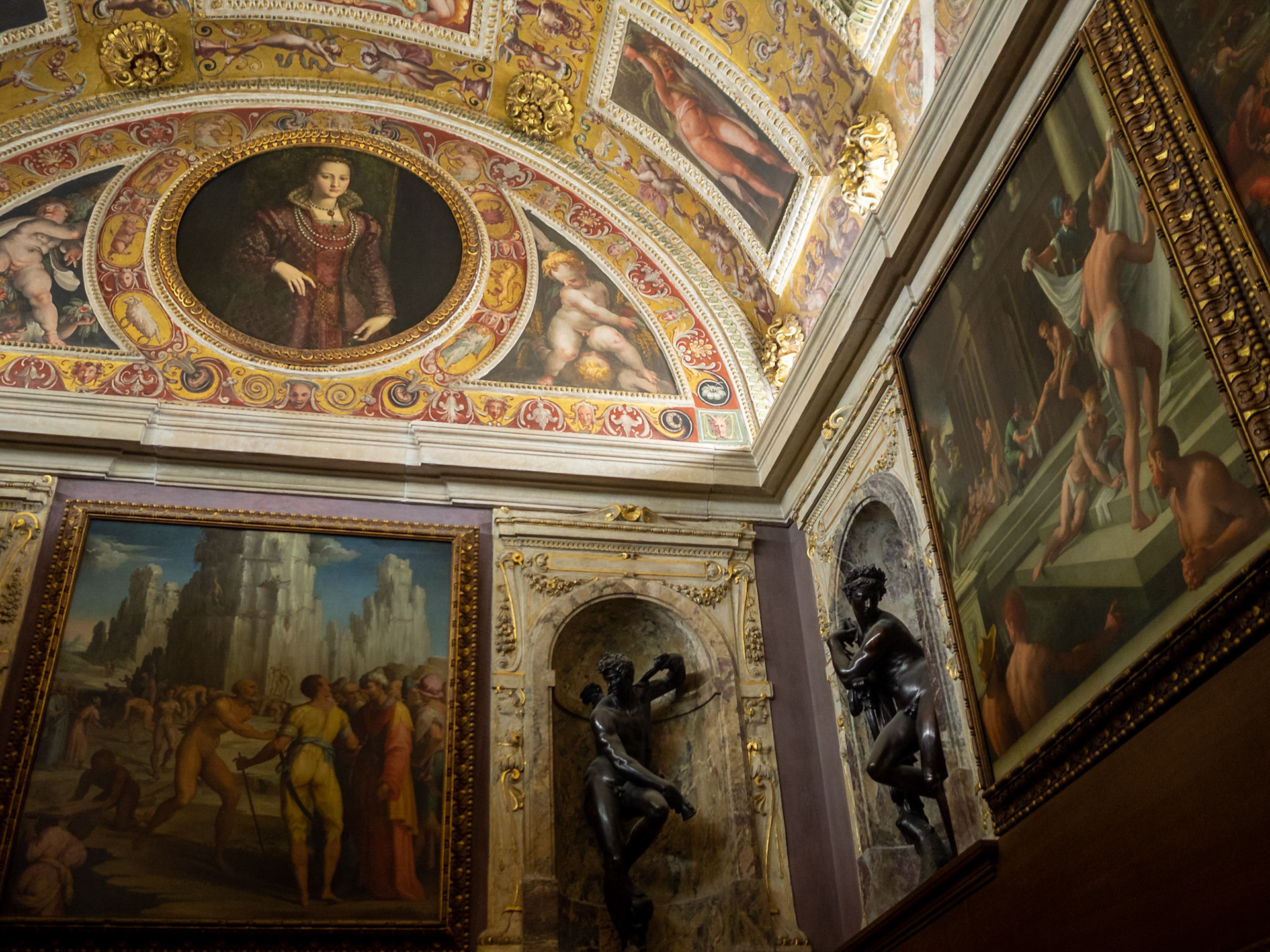 Paintings on the walls of the Study of Francesco I at Palazzo Vecchio, Florence