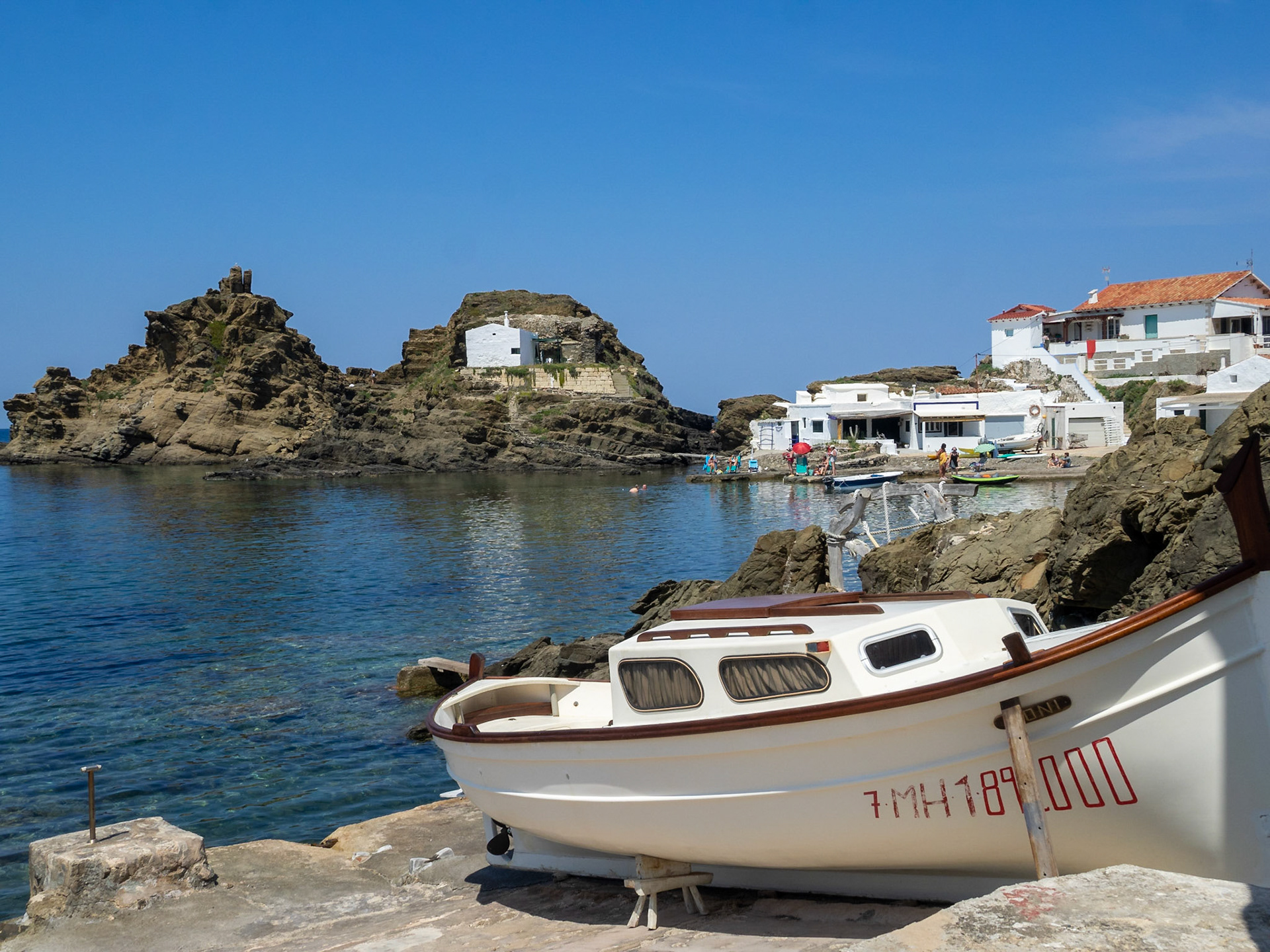 Small boat by the water in Sa Mesquida, Menorca