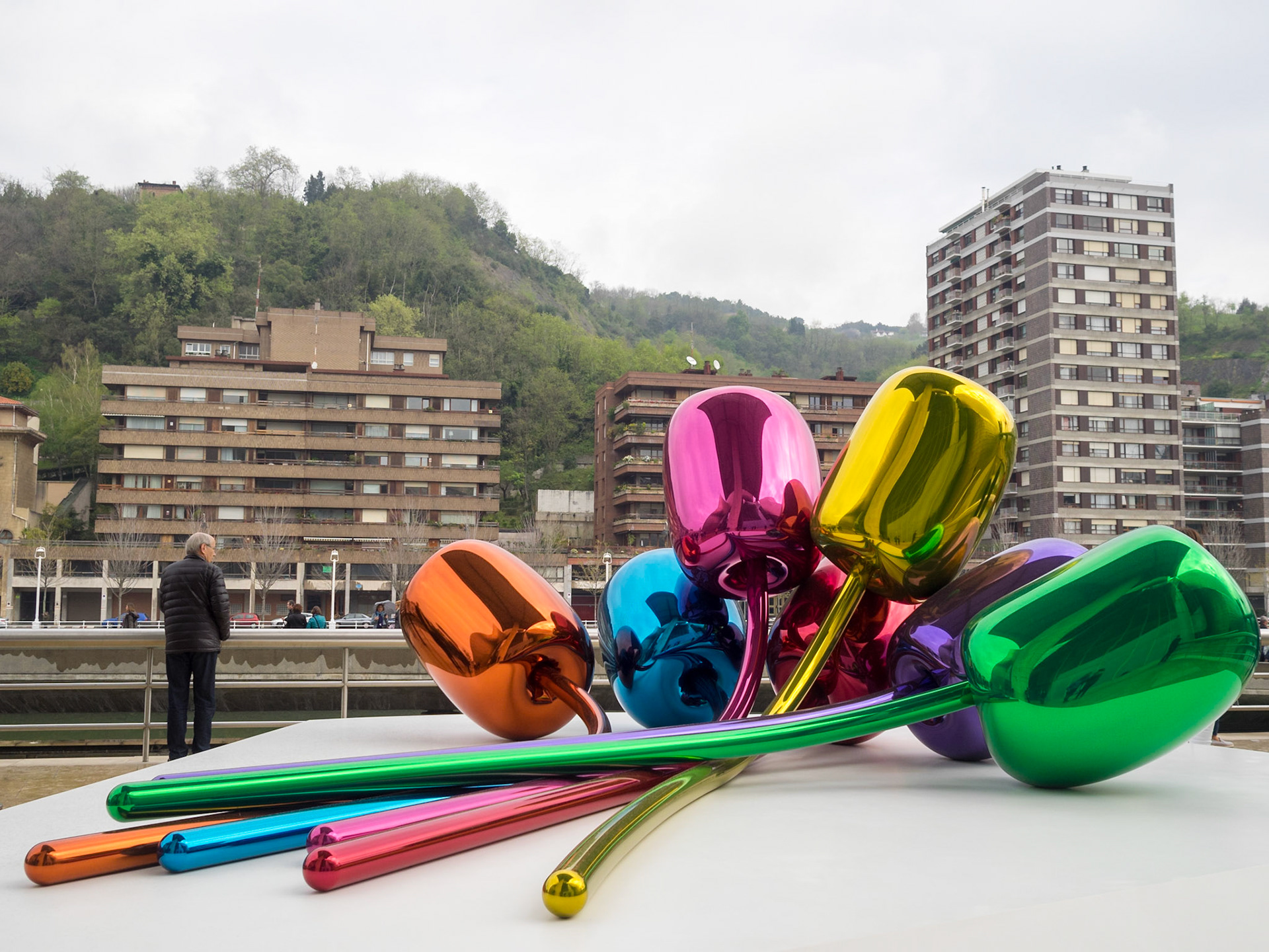 Tulips by Jeff Koons outside Guggenheim Bilbao Museum
