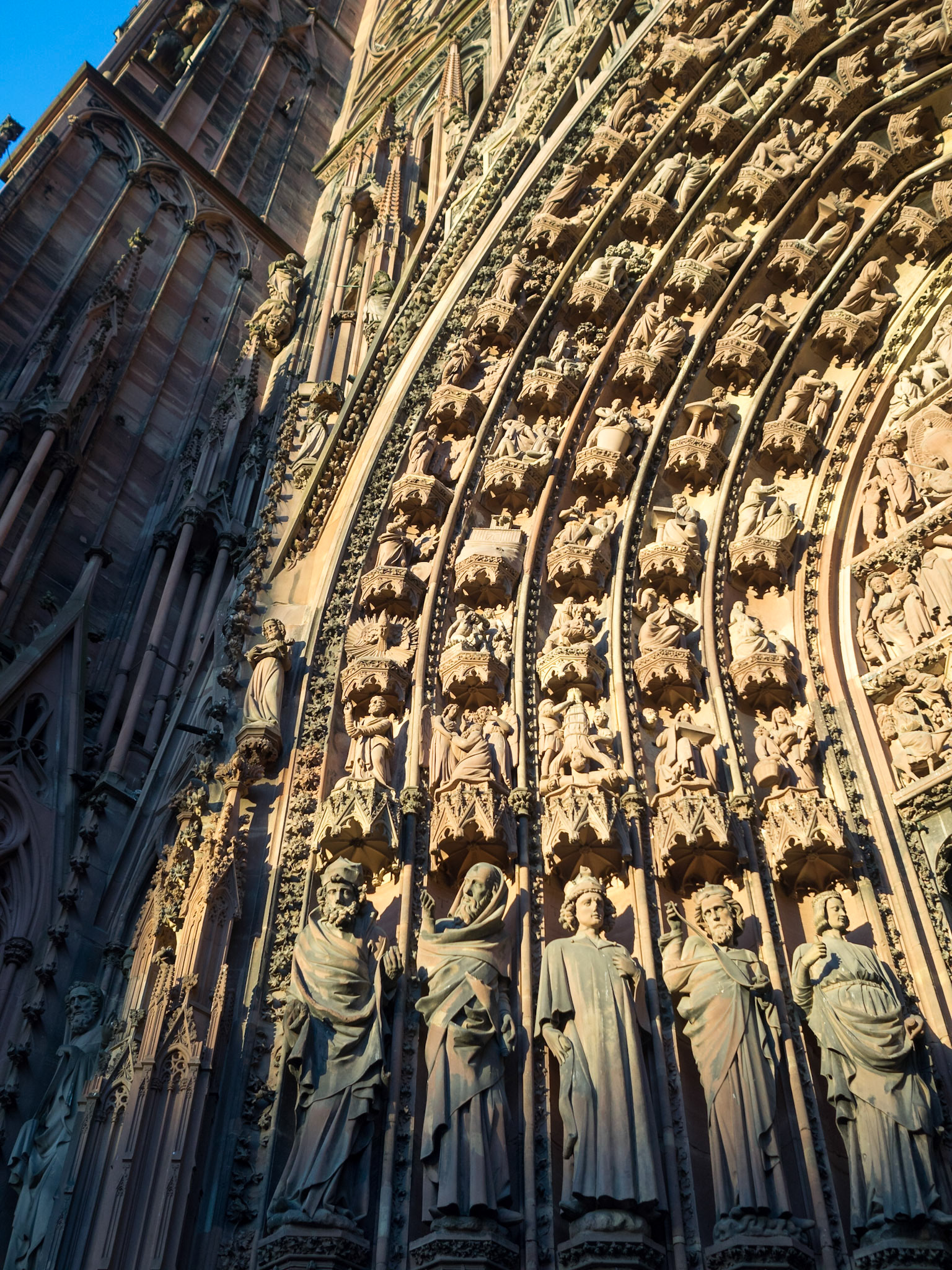 Detail of the sculptural work of the doorway of Cathedral of Our Lady of Strasbourg