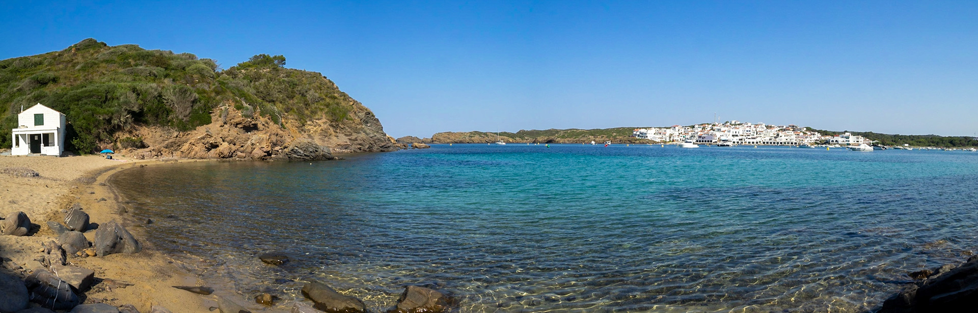 Panorama from Cala En Vidrier to Es Grau village, Menorca