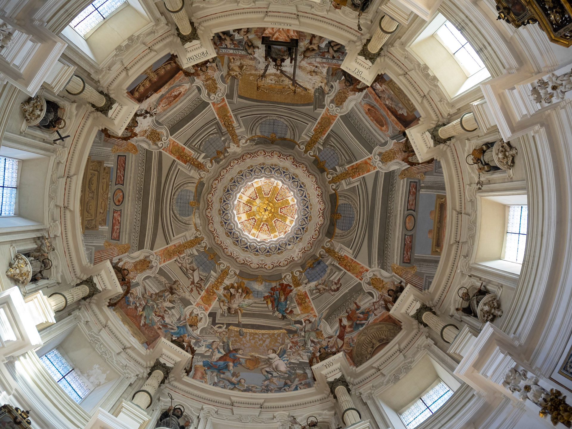 Church of Saint Louis of France dome interior, with Religio at upper center