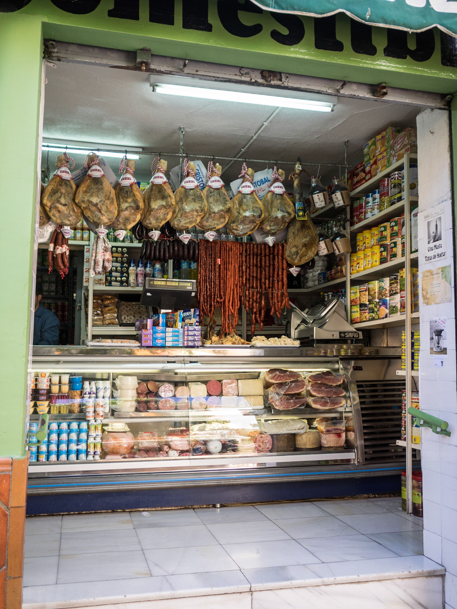 Traditional ham and cheese shop in Granada