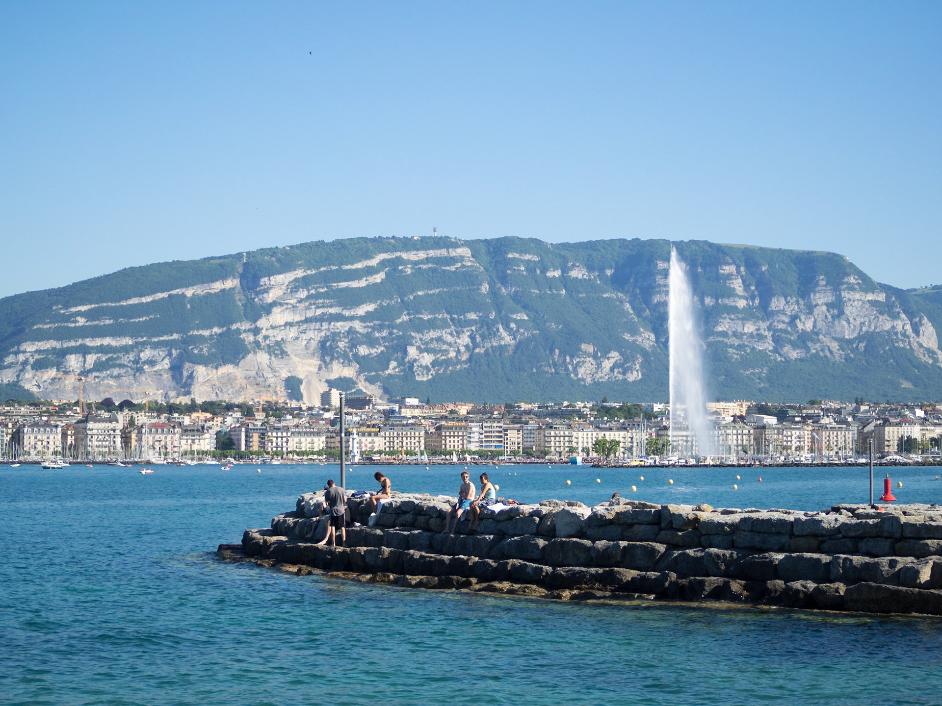 Sunbathing in Lake Geneva