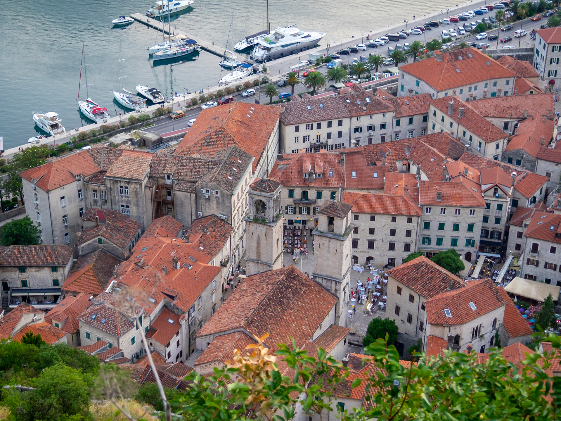 Looking down at kotor from the fortress walls walk, Montenegro