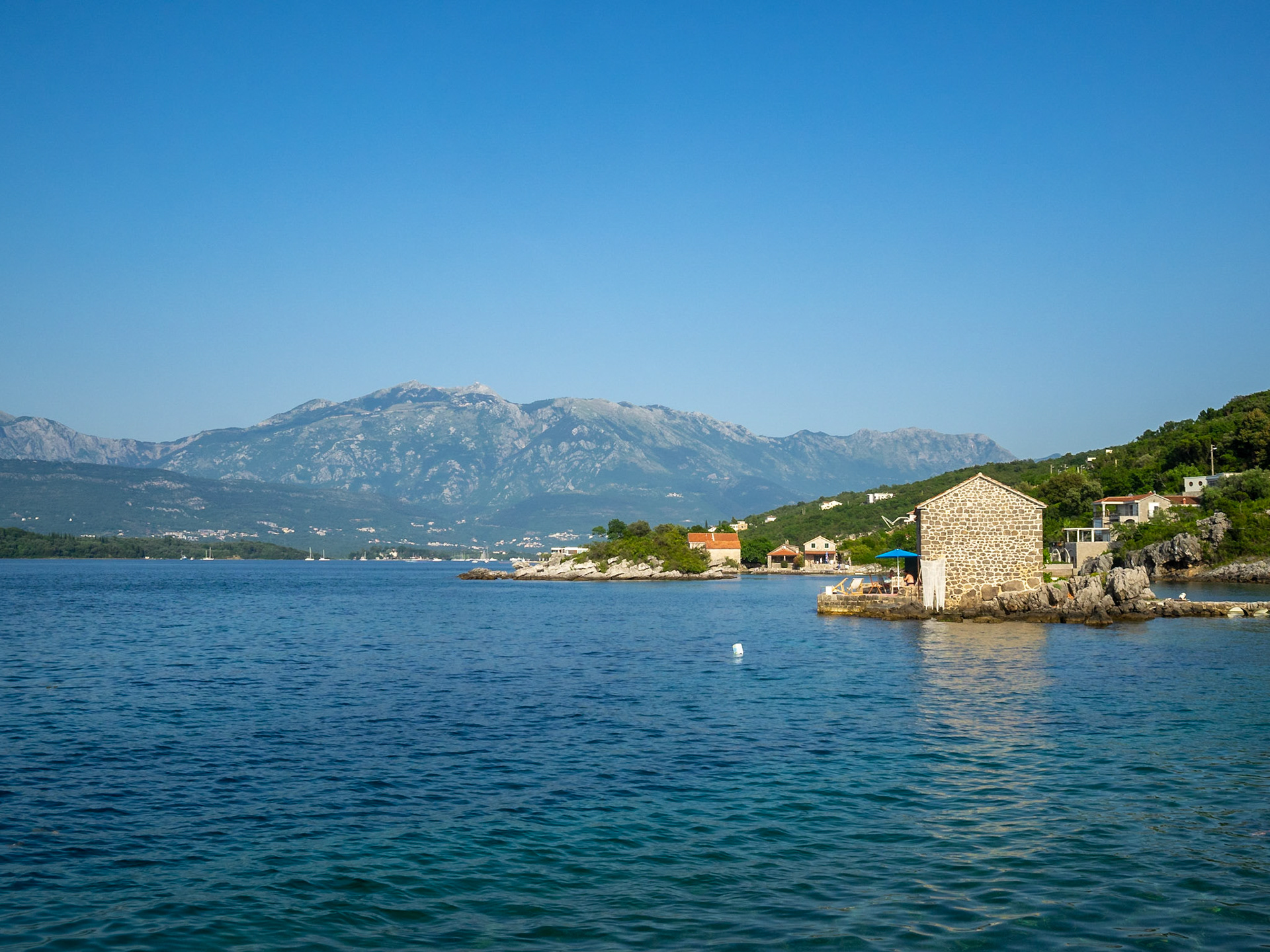 Houses by the seaside in the Bay of Kotor, Montenegro