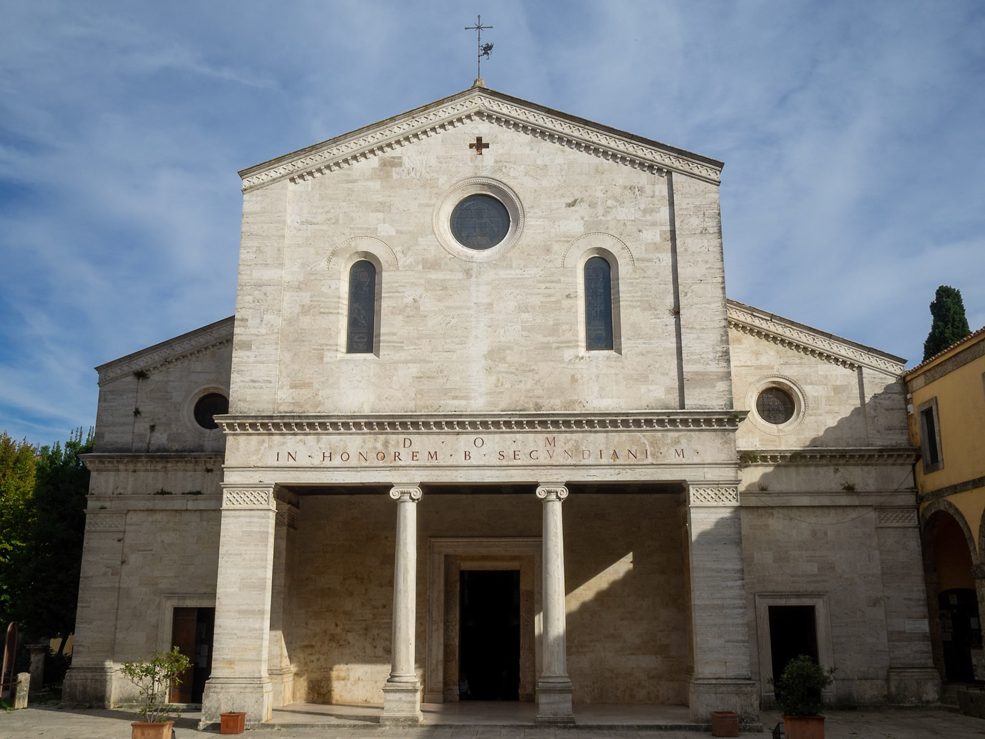 The Romanesque facade of the Cathedral of San Secondiano, Chiusi
