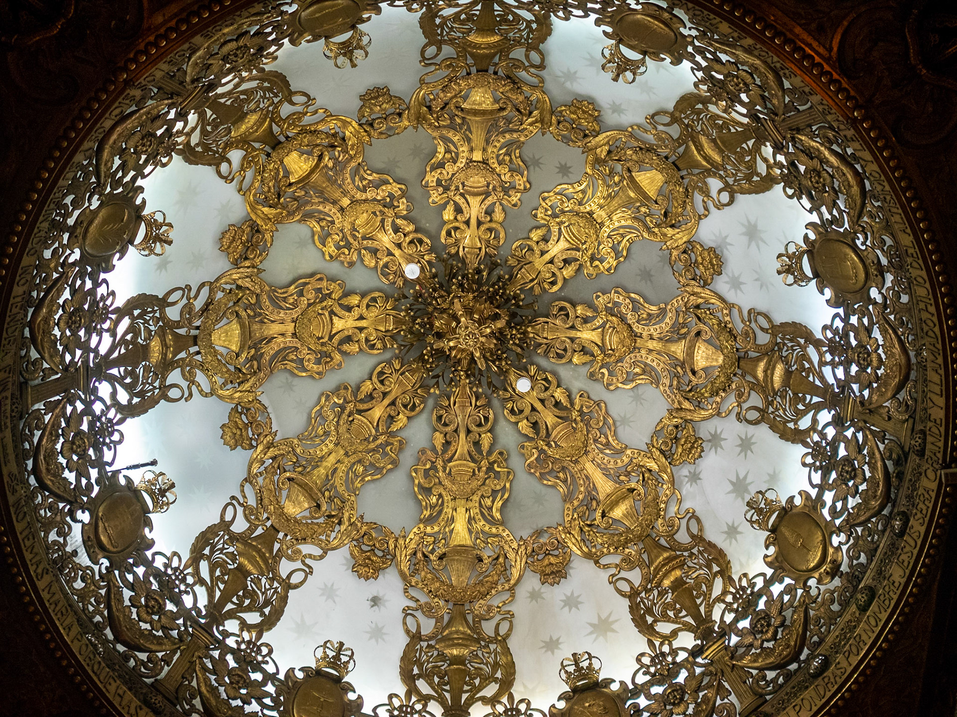 Goldsmith work of the interior of the dome from the high altar of Basilica de la Macarena, Seville