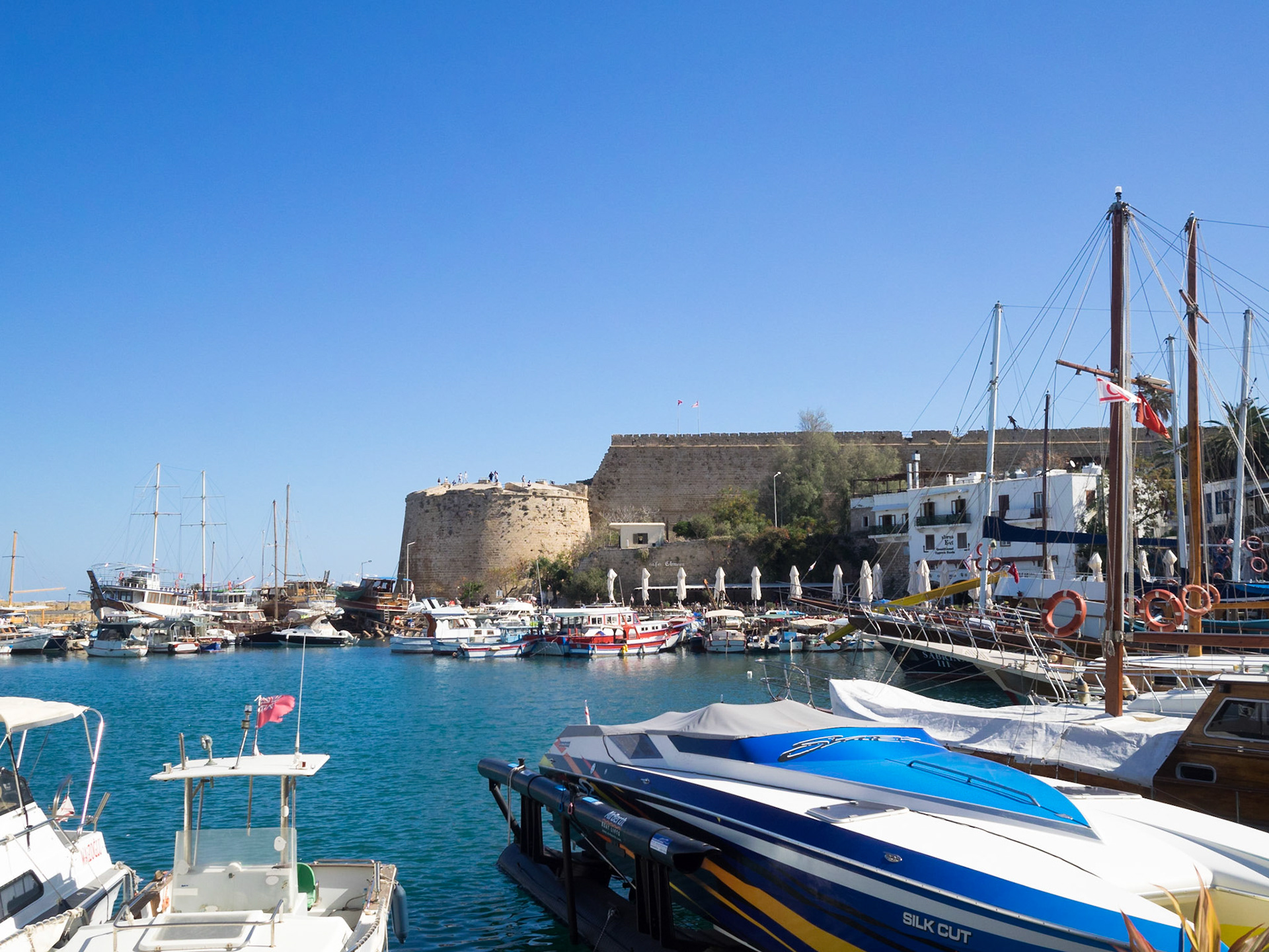 Boats in Kyrenia port with the Castle in background