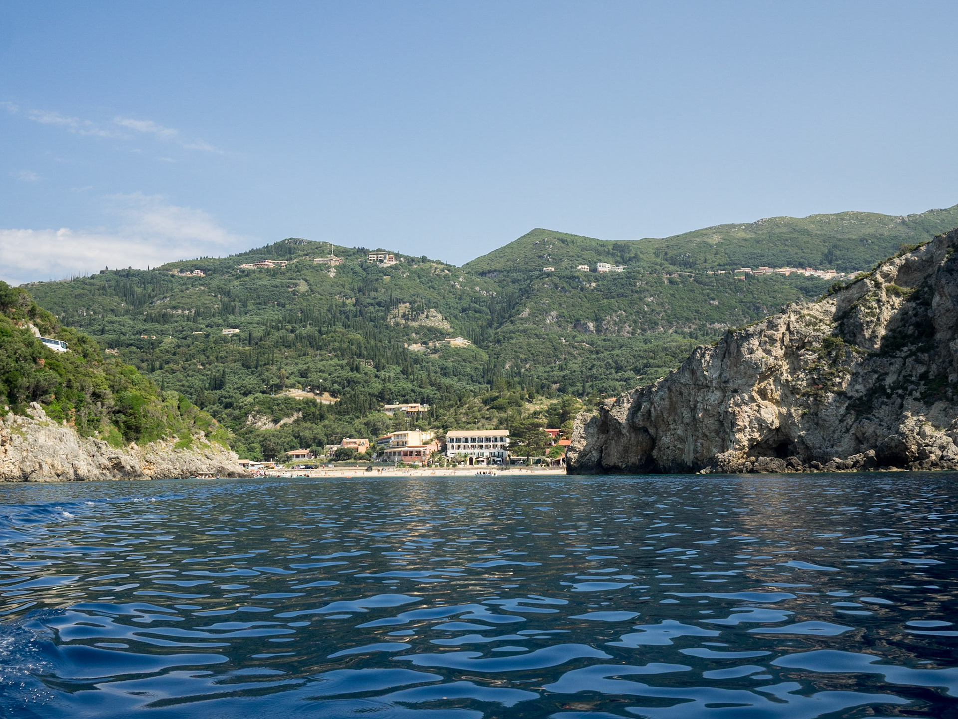 Paliokastritsa bay seen from the sea