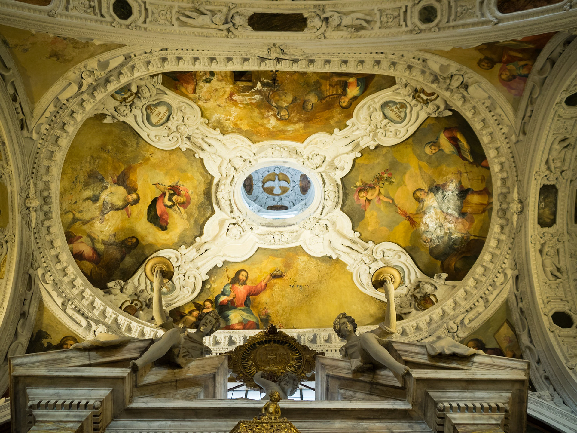 Painted ceiling of Saint Niccolo in Sasso church, Siena