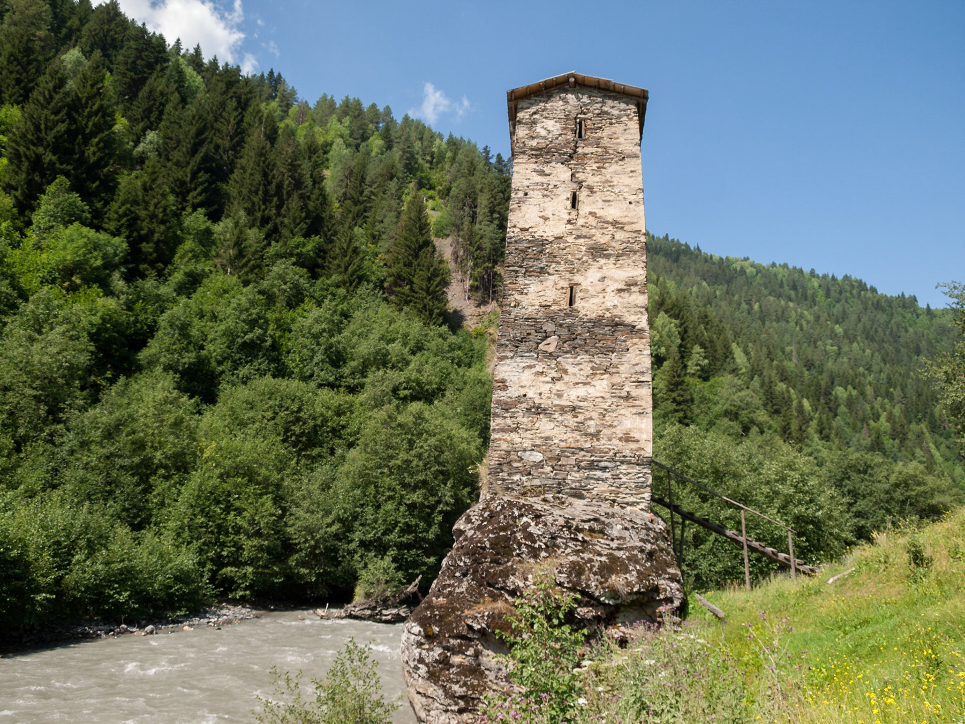 Koshkebi near river in Svaneti