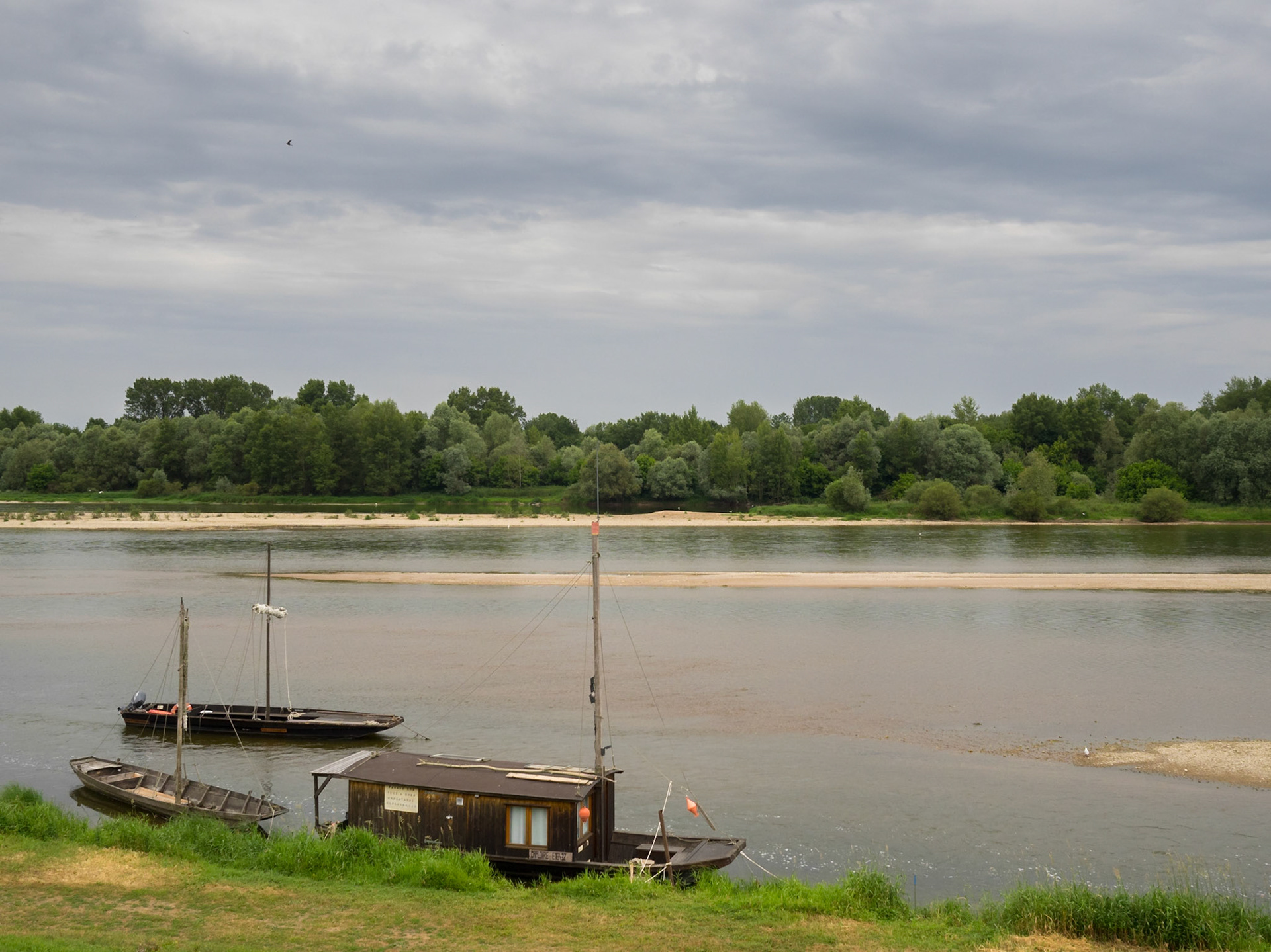 Traditional Loire river boats by the banks