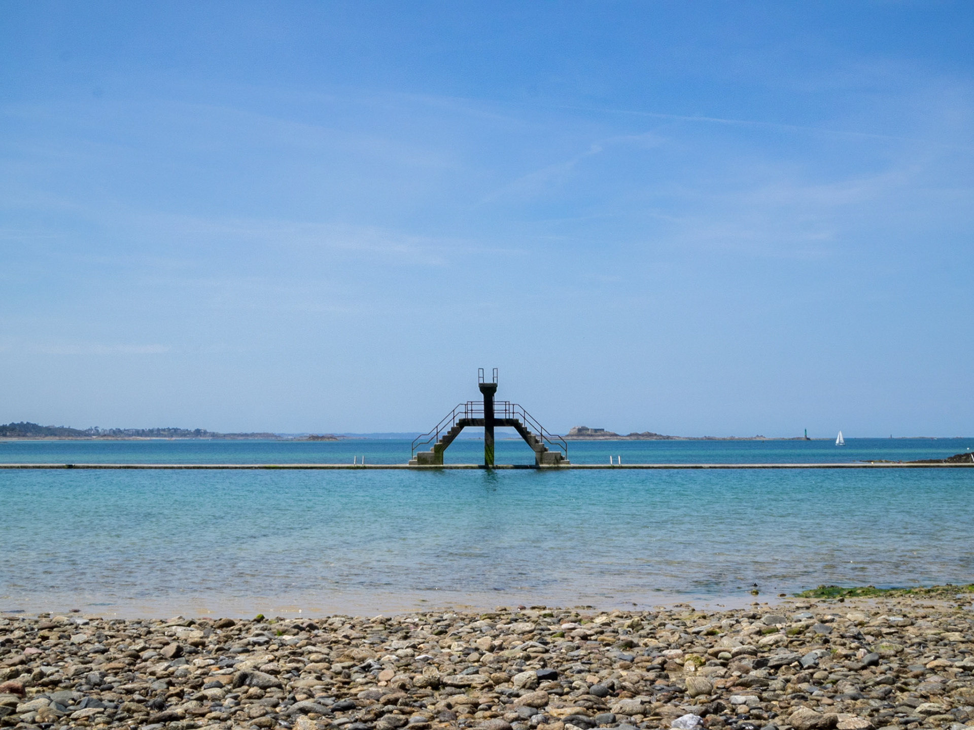 Saint-Malo beach ocean pool in the low tide