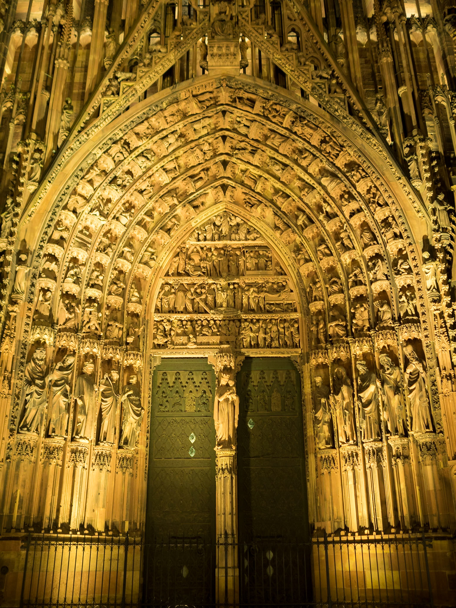 Strasbourg Cathedral doorway night shot