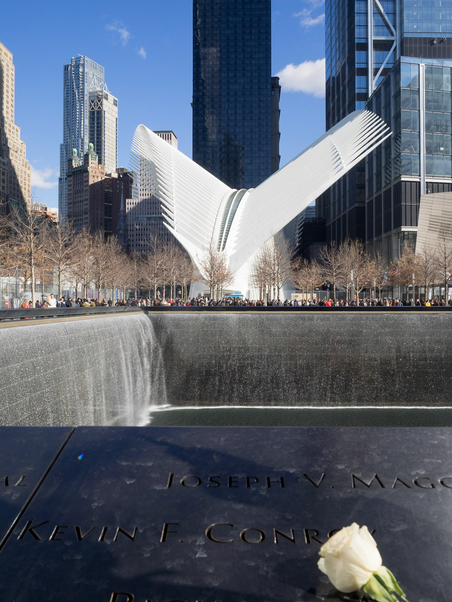 National September 11 Memorial North Pool with the Oculus in background
