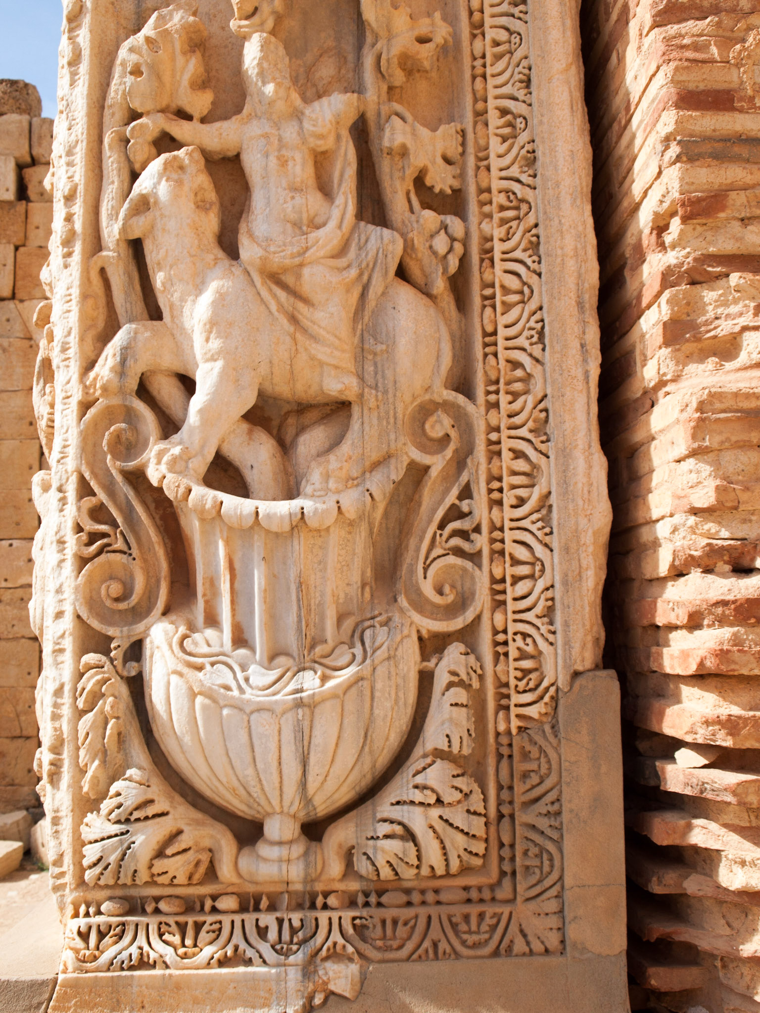Detail from a column in Severan Basilica in Leptis Magna