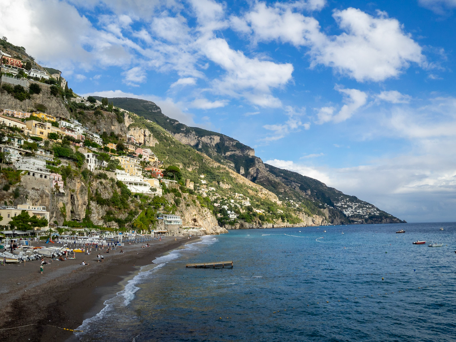 Fornillo Beach and the houses of Positano