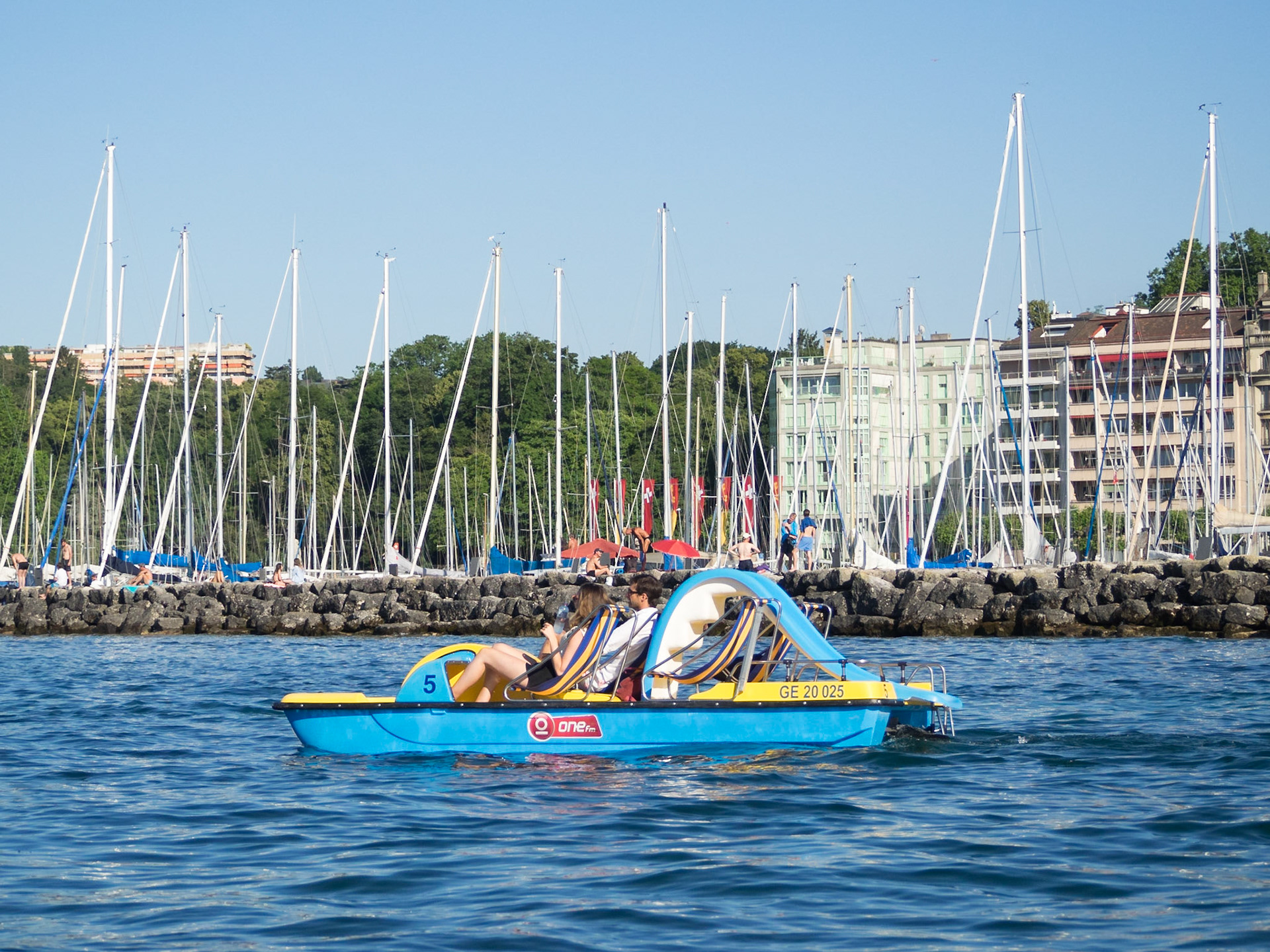 Paddle boating Geneva lake