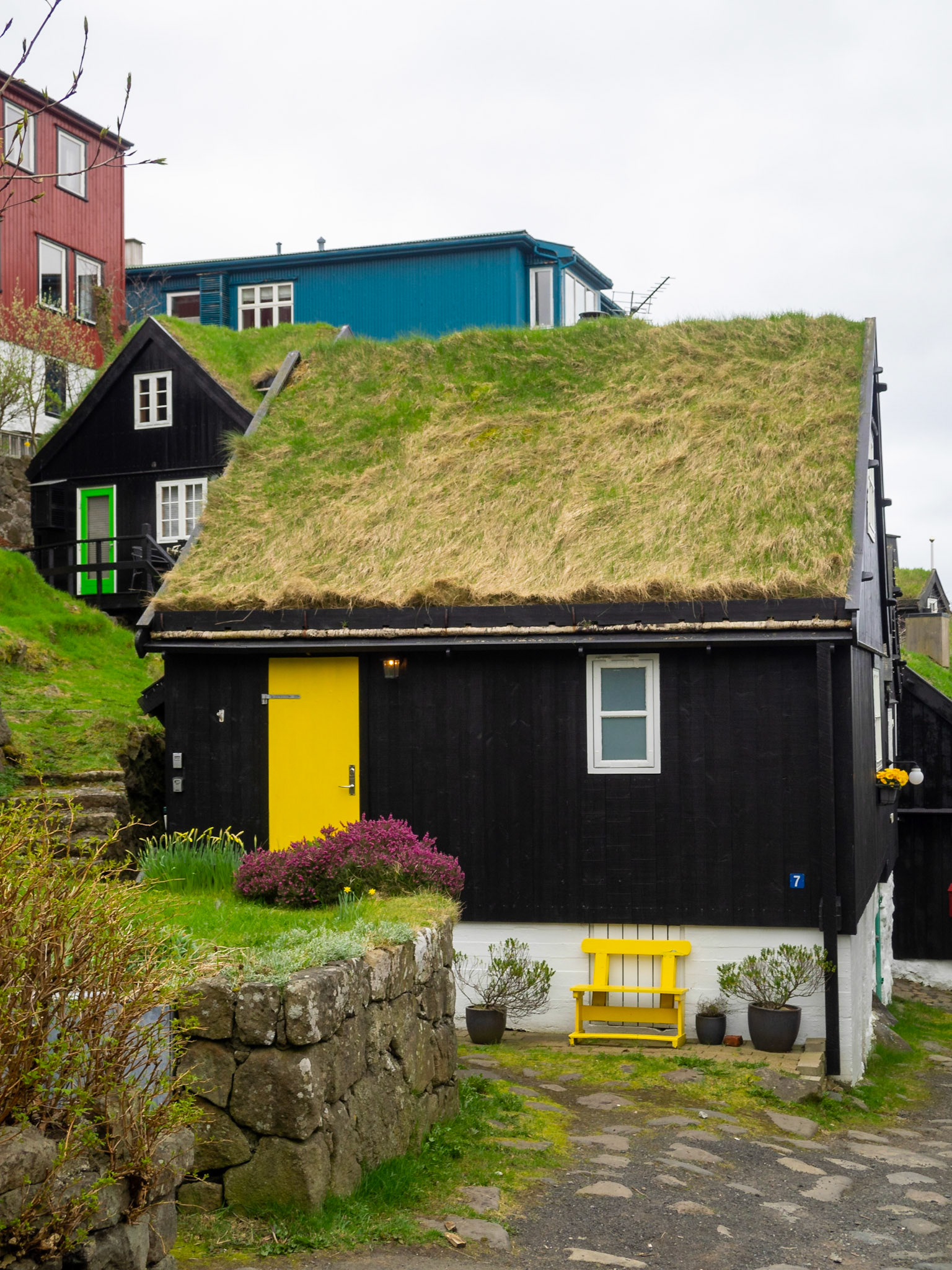 Tinganes street with turf roofed red houses, Tórshavn