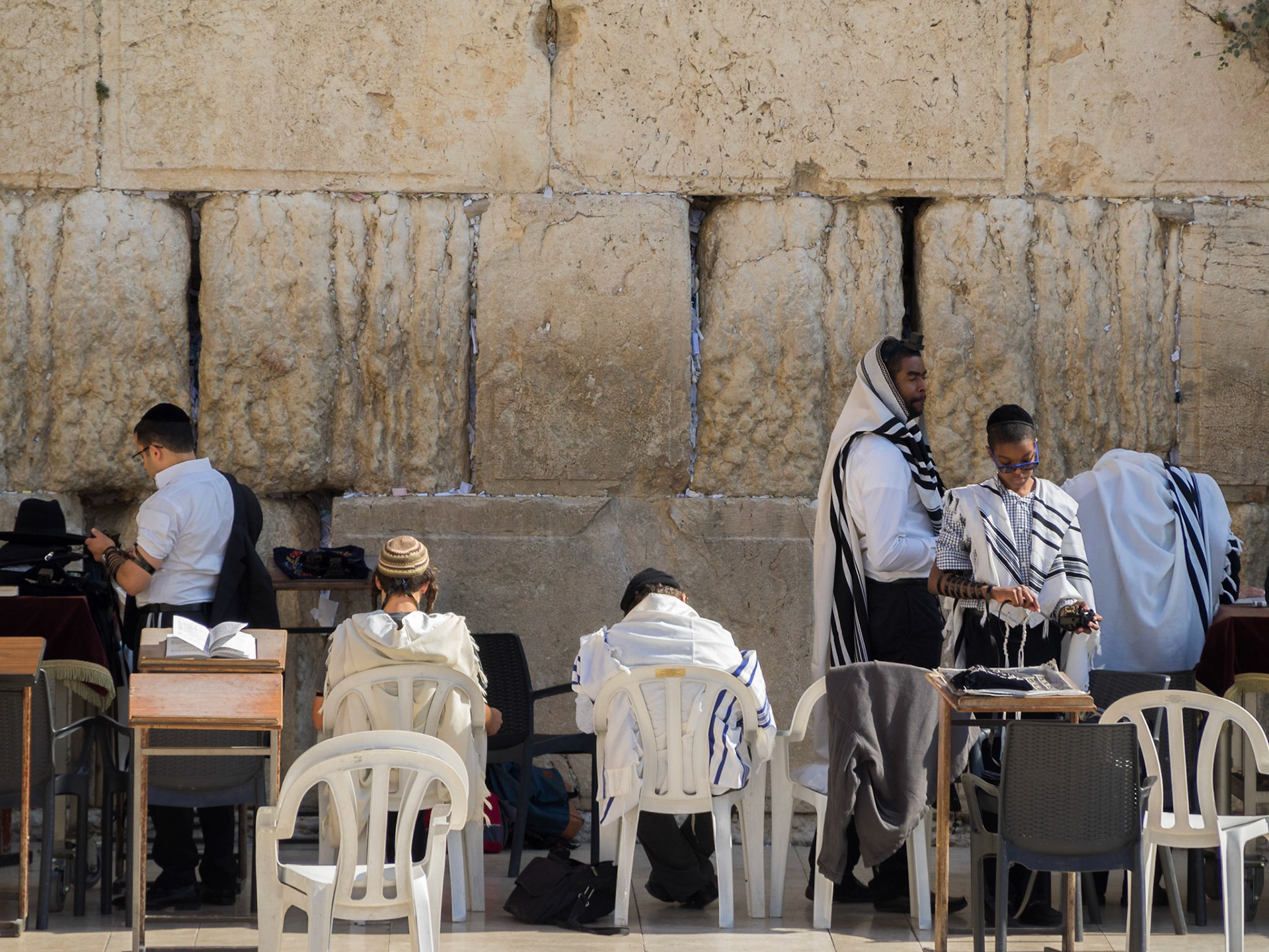 Jewish men by the Western Wall