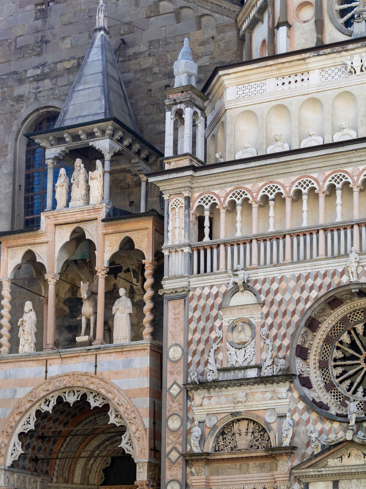 Detail of the facade of Capella Colleoni, Bergamo