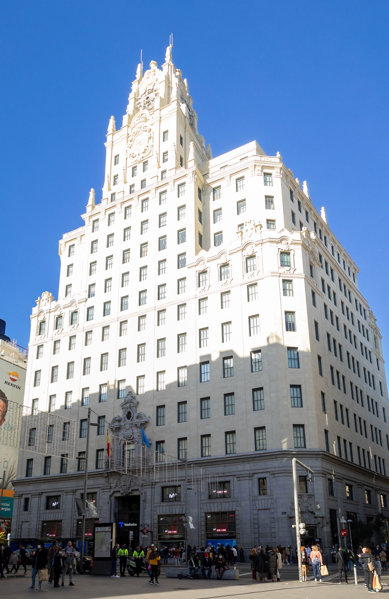 Telefonica Gran Via building, the oldest skyscraper of Madrid