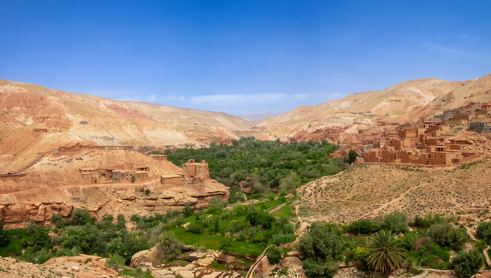 An Atlas Mountains hamlet by Ounila River, Morocco