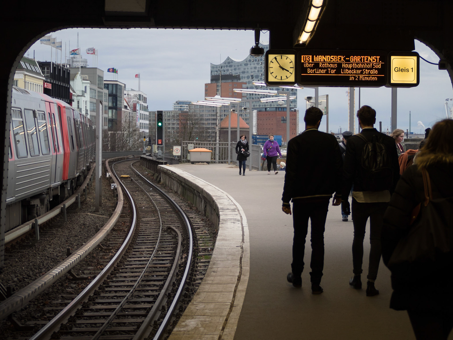 Commuters in Hamburg railway station