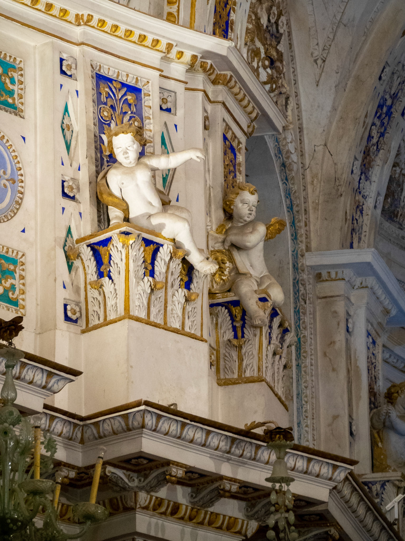 Decoration detail with cherubim of the Church of Saint John Evangelist, Scicli