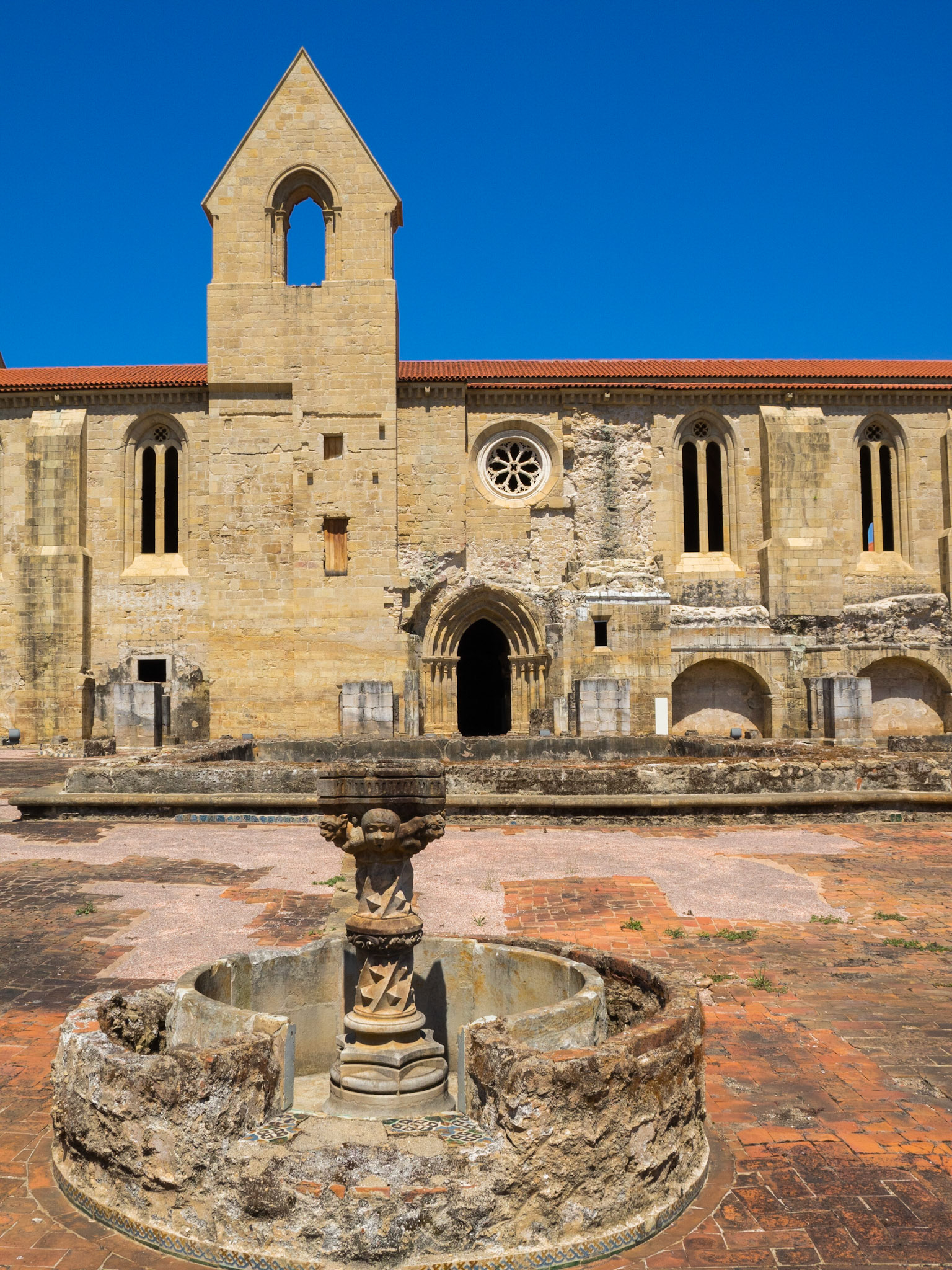 South facade of St Clare-the-Older monastery seen from the cloister ruins