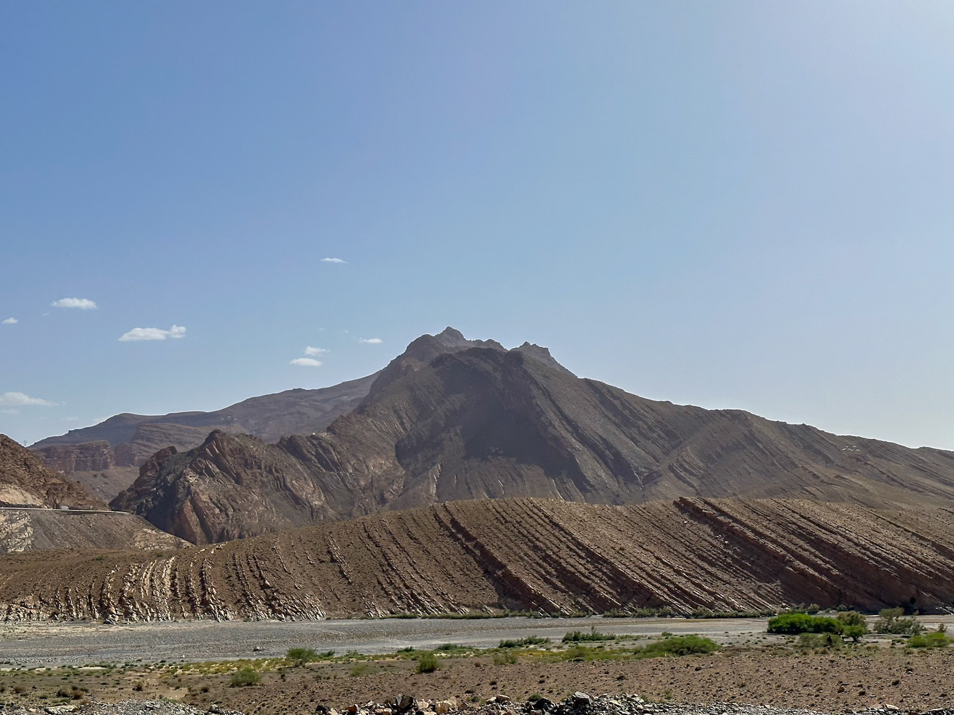 TDry Ziz River and the layered mountains, Morocco