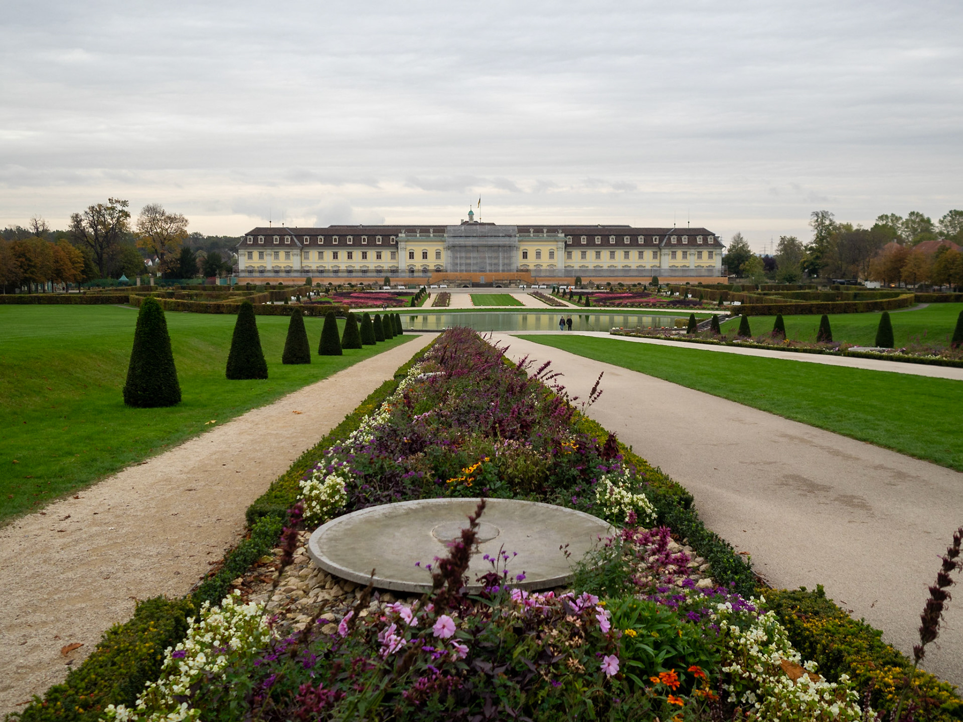 Ludwigsburg Schloss garden with the palace ate the end