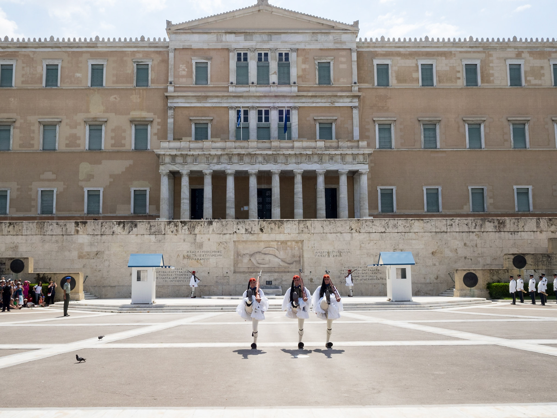 Changing of the guard in front of the Greek Parliament in Plateia Syntagmatos