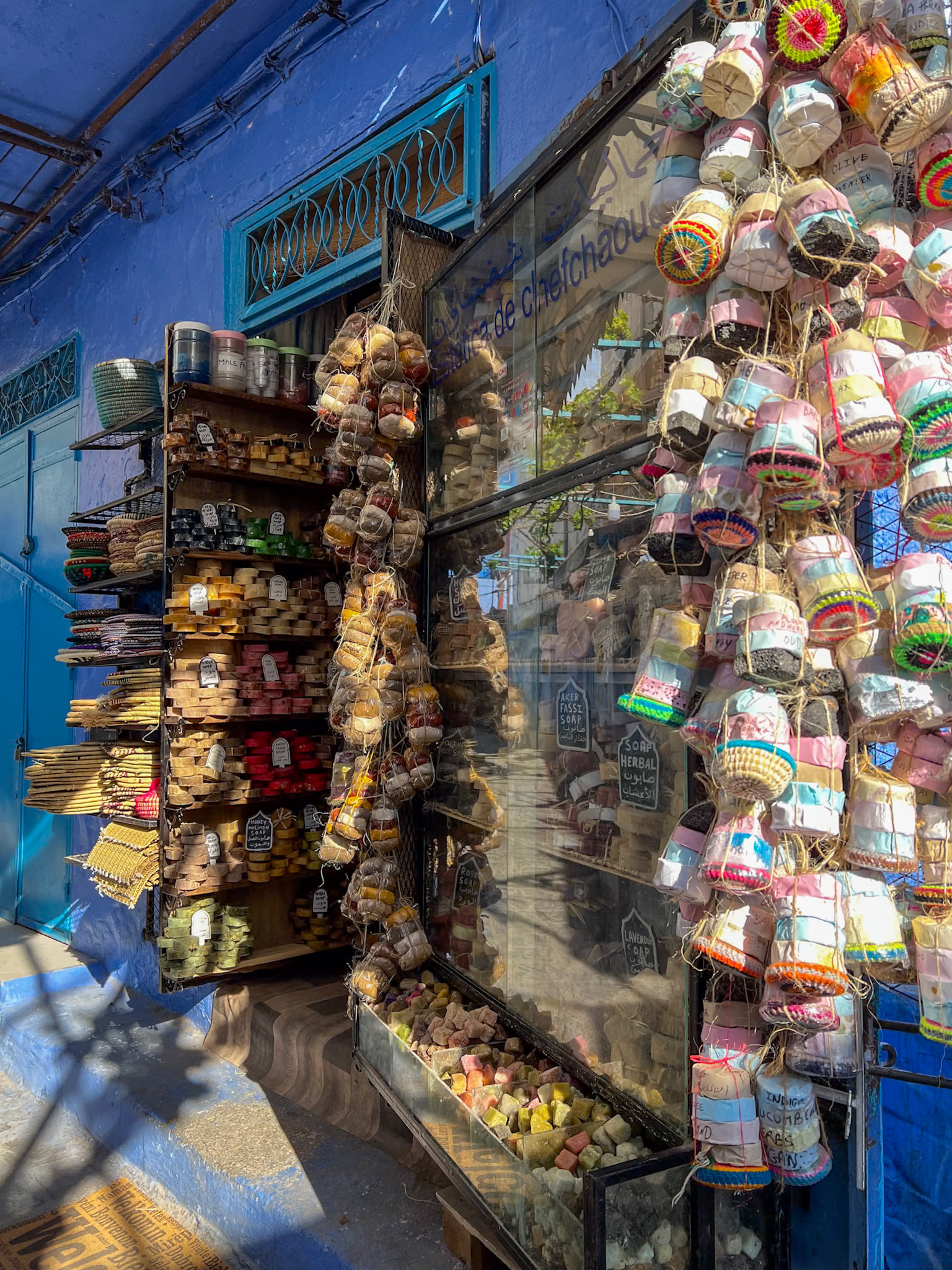 Souvenirs for sale in Chefchaouen, Morocco