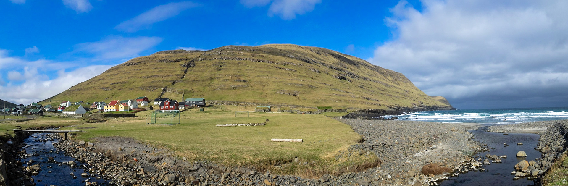 Skálavík panorama with the beach and Pætursfjall mountain