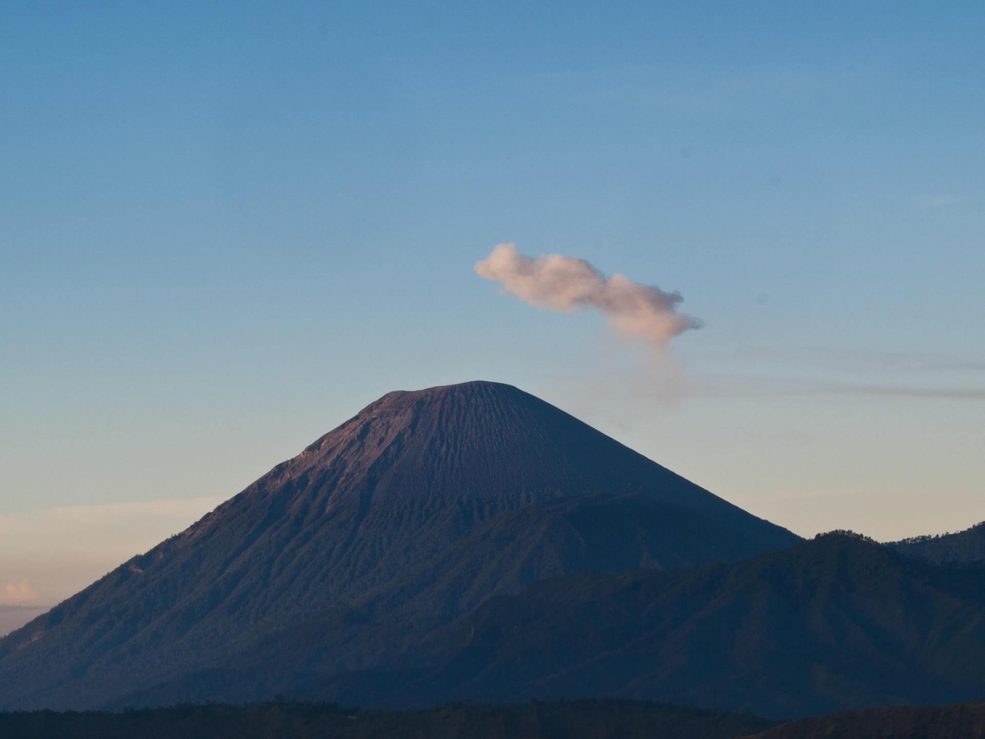 Semeru volcano pick against the sky