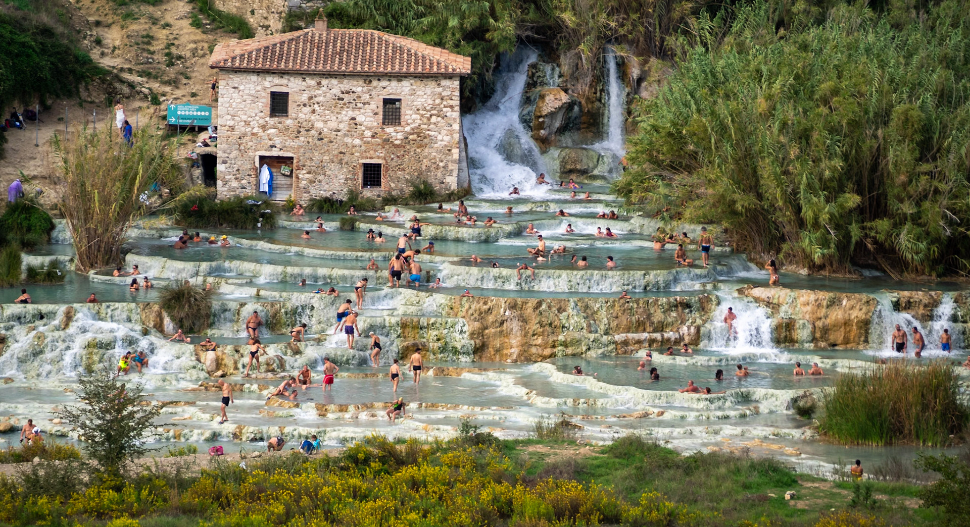 Cascate del Mulino hot springs by the water mill