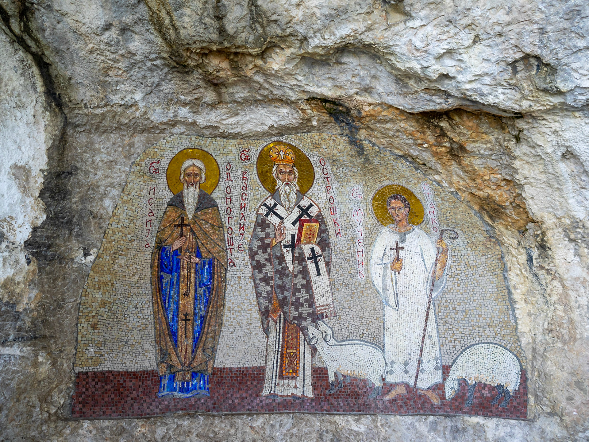 Saint Basil of Ostrog mosaic at the Ostrog Monastery